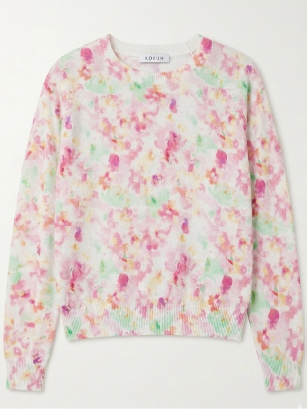 Kokun Pink Floral Cashmere-Blend Crewneck Sweater